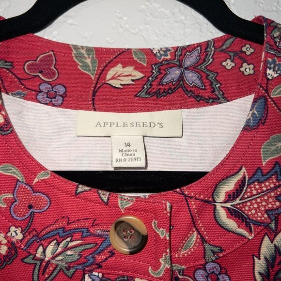 Appleseed’s Red Floral Cotton Blazer Jacket Size 14 - Picture 4 of 6